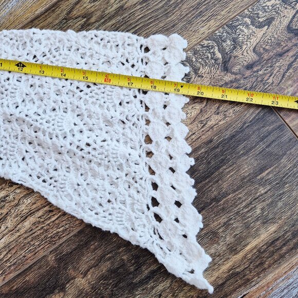 EXPRESS Handknit Crochet Ramie Cotton Boho Cardigan Cover-Up Long Sleeve White - Picture 9 of 11